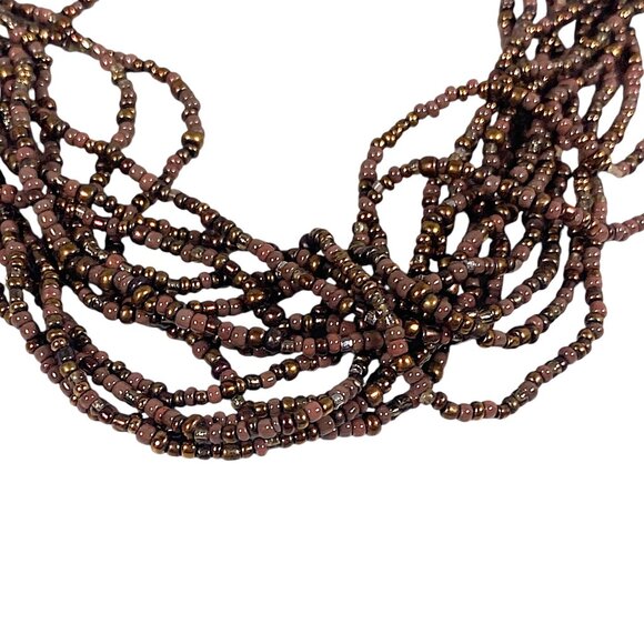 Silpada Bronze Beaded Necklace 17" Brown Glass Bead Torsade Artsy Boho N1815 - Picture 5 of 16
